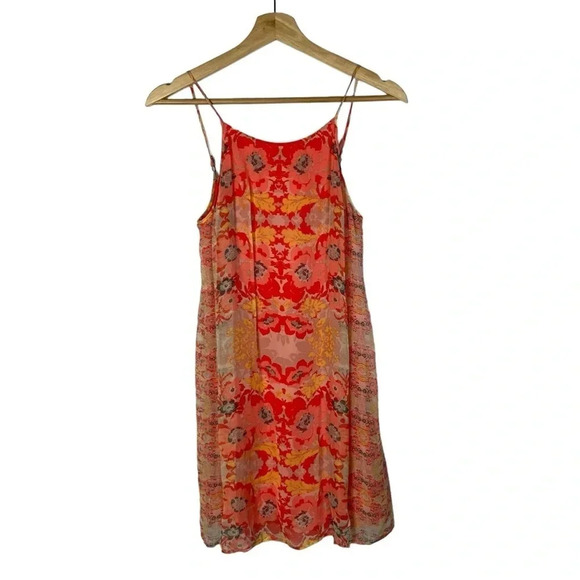 Ella Moss Floral Lei Orange Mini Slip Dress XS - Picture 1 of 3